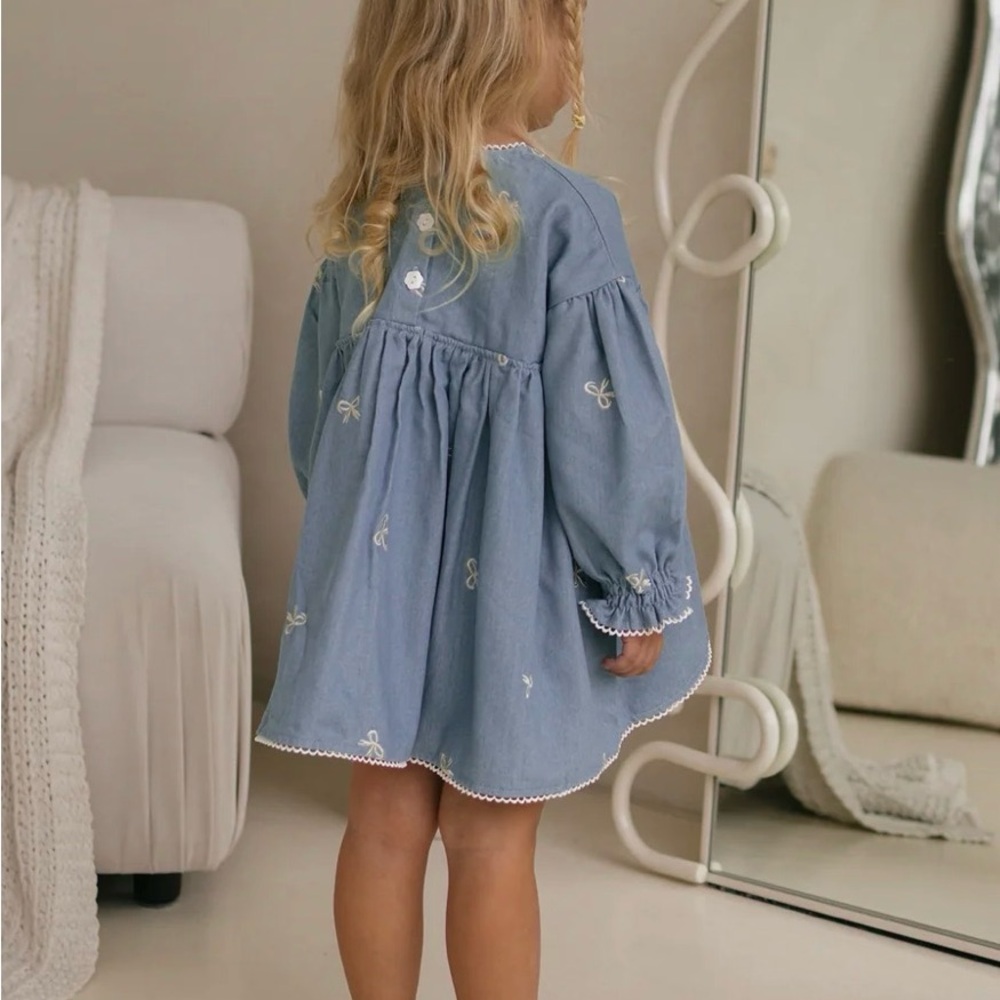 NONI NOELLE DRESS - DENIM BOWS size 2 year
